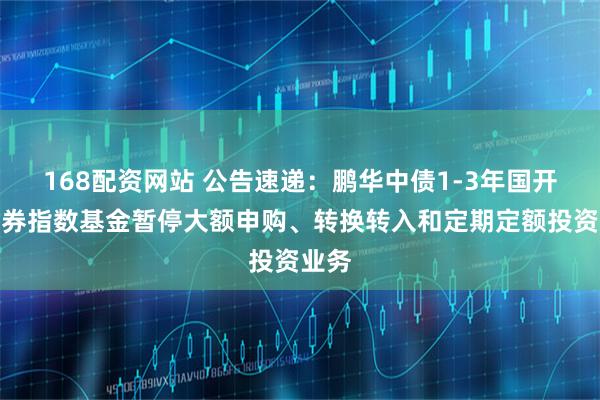 168配资网站 公告速递：鹏华中债1-3年国开行债券指数基金暂停大额申购、转换转入和定期定额投资业务